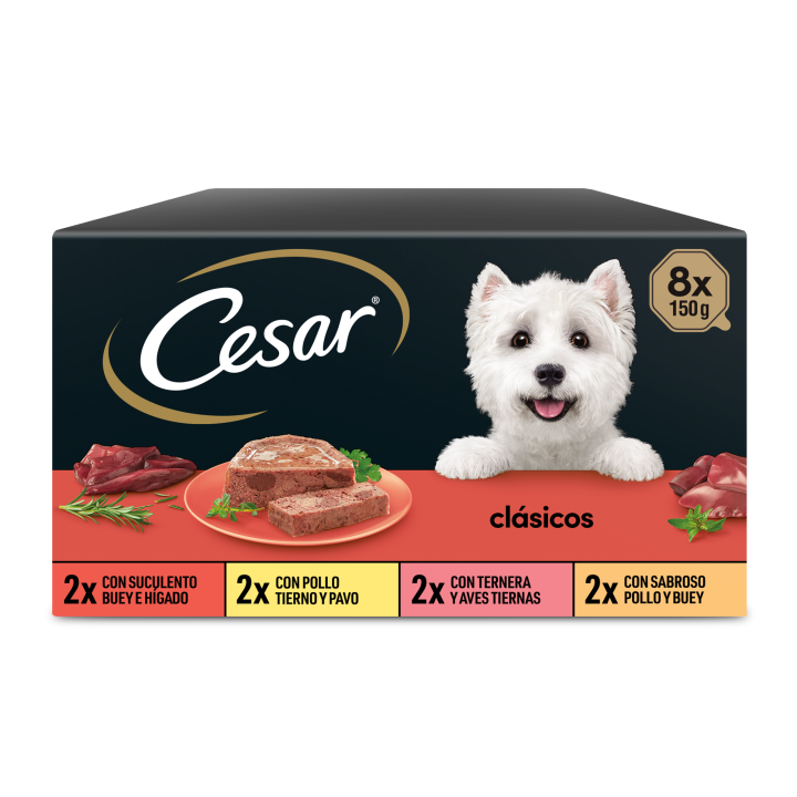 Comida húmeda blanda para perros Cesar, Filetes de pavo en salsa, (24) 100  gr. bandejas fáciles de abrir
