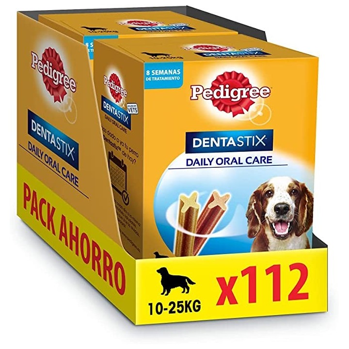 DENTASTIX Pack 2 cajas 56 BARRITAS Perros Medianos 2...