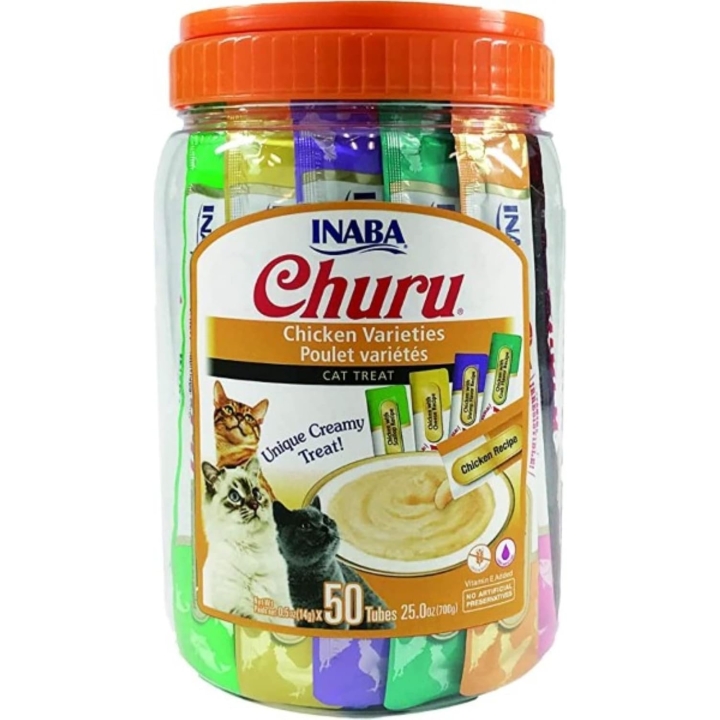 CHURU Cat Variedades de Pollo Bote 50 sobres 700GR