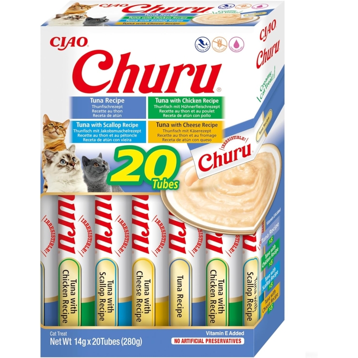 CHURU Multipack para Gatos 20 Tubos: 5X atún, 5X...