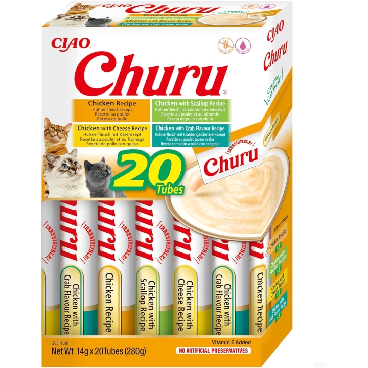 CHURU Gato con 4 Sabores de Pollo -Snacks para Gato...