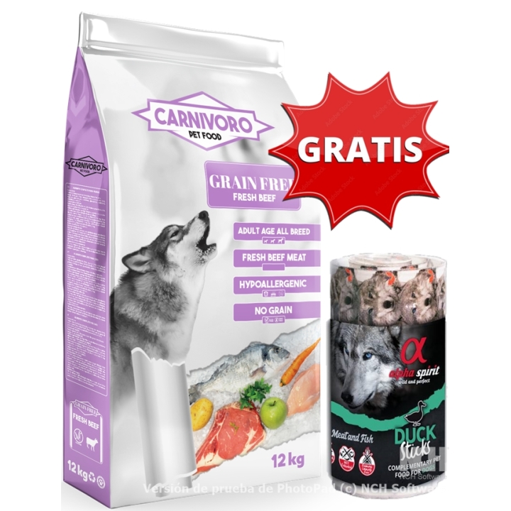 CARNIVORO Grain Free Ternera 12 Kg Pienso perros...