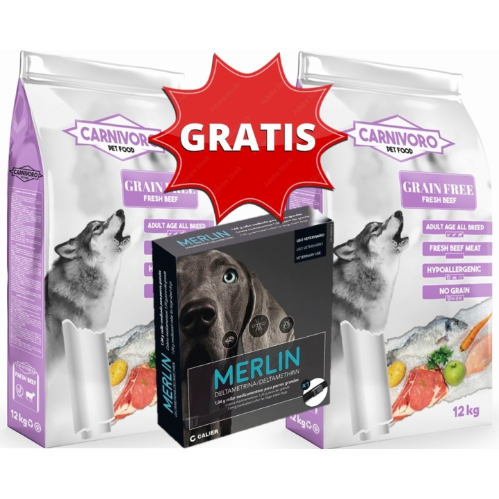 CARNIVORO Grain Free Ternera 2 X 12 Kg Pienso perros...