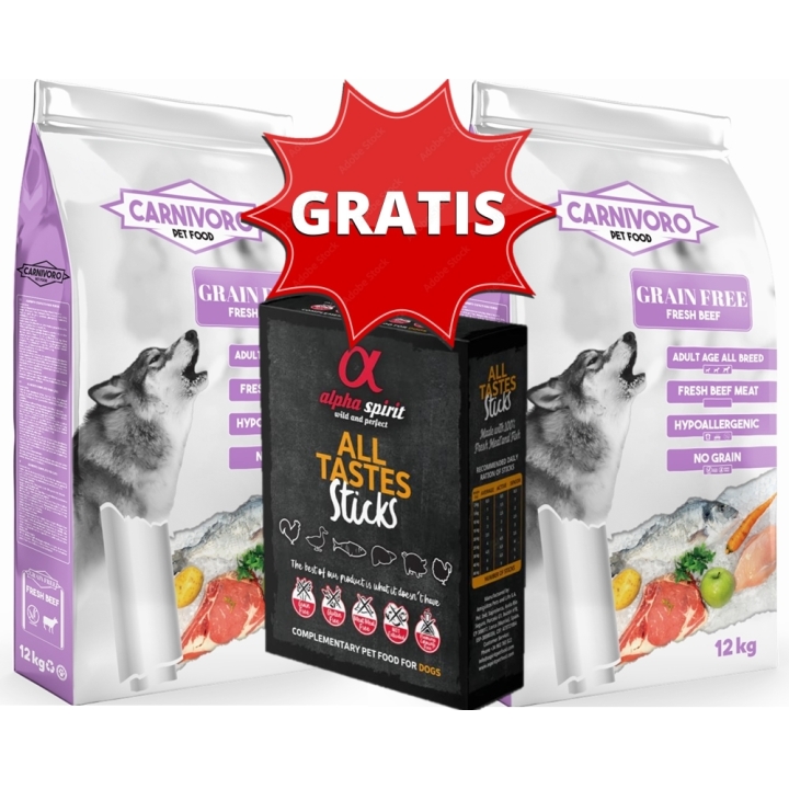 CARNIVORO Grain Free Ternera 2 X 12 Kg Pienso perros...