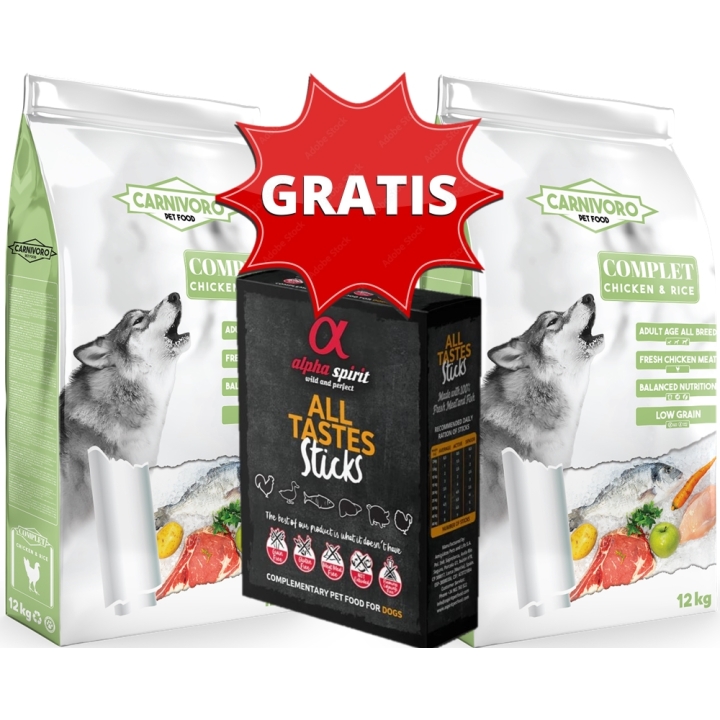 2 X 12 CARNIVORO Complet Pollo y Arroz 12 kilos Pack...