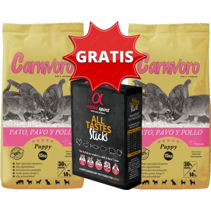 2x15Kg CARNIVORO Puppy ¡Pack Ahorro! + Regalo