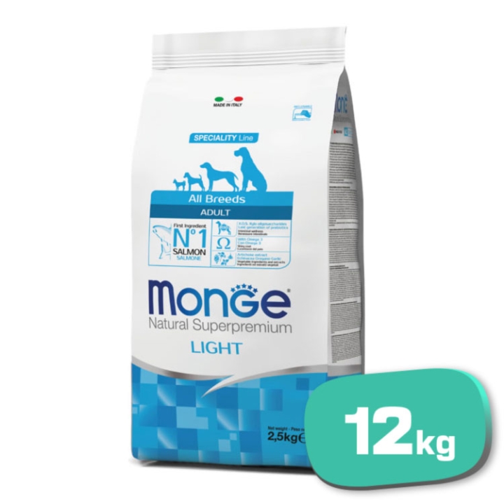 MONGE Perro Light con Samon y Arroz 12 Kg