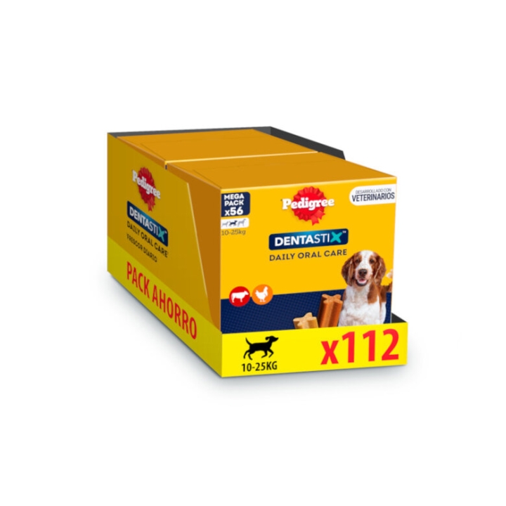 DENTASTIX Pack 2 cajas 56 BARRITAS Perros Medianos 2...